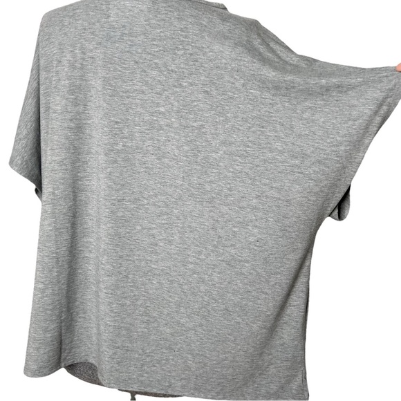 Lands’ End Heather Gray V Neck Rayon Blend Slouchy Short Sleeve Blouse - Picture 8 of 12